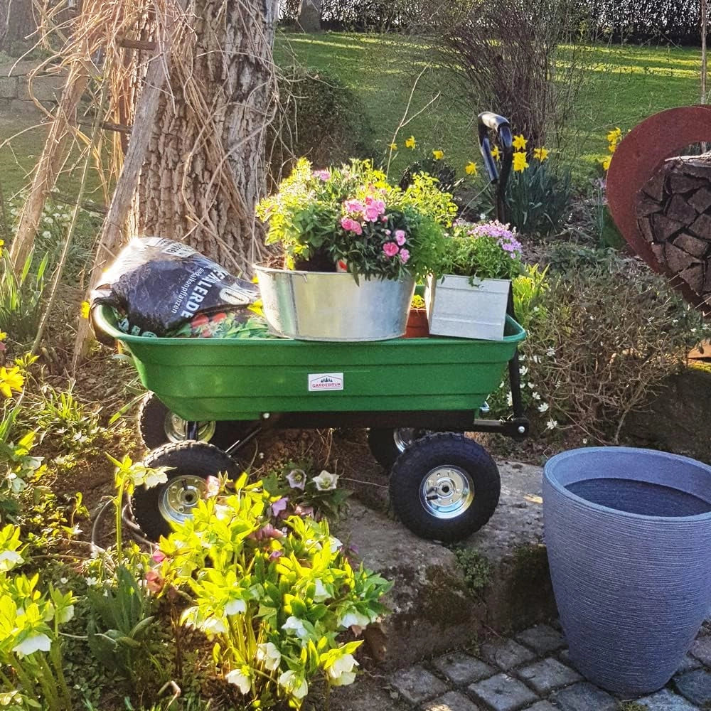 ® Carrello da Giardino Max. 300kg Cassone Ribaltabile Funzione Inclinazione Cariola Giardinaggio