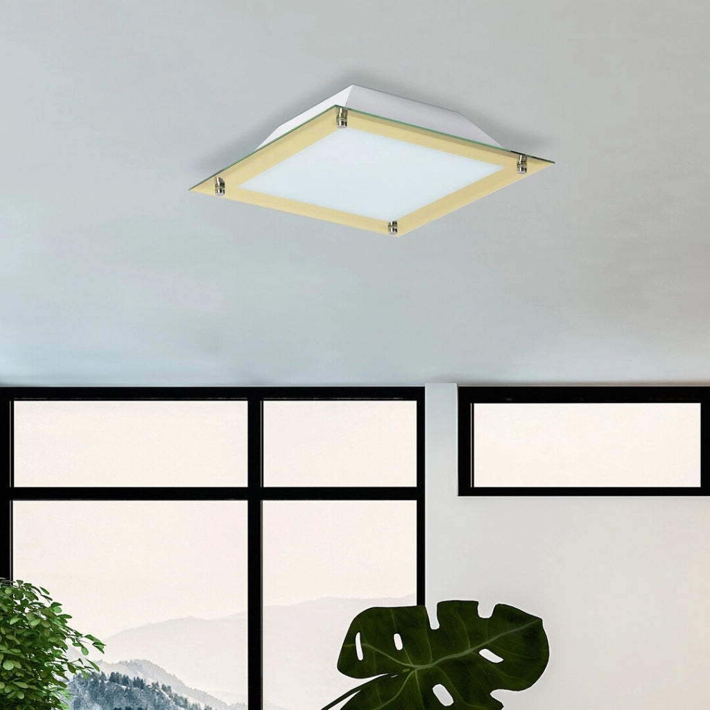 Plafoniera LED quadrata 40cm oro vetro 18W Rabalux