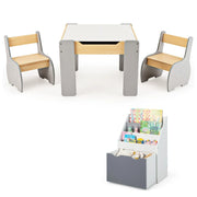Set di tavolo e sedie per bambini e scaffale per bambini, Set di mobili 3 PCS e libreria perfetta per la stanza dei giochi