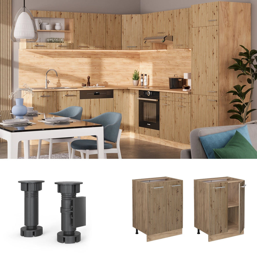 Vicco Mobiletto base cucina Rovere artigianale 60 cm PL Marmo