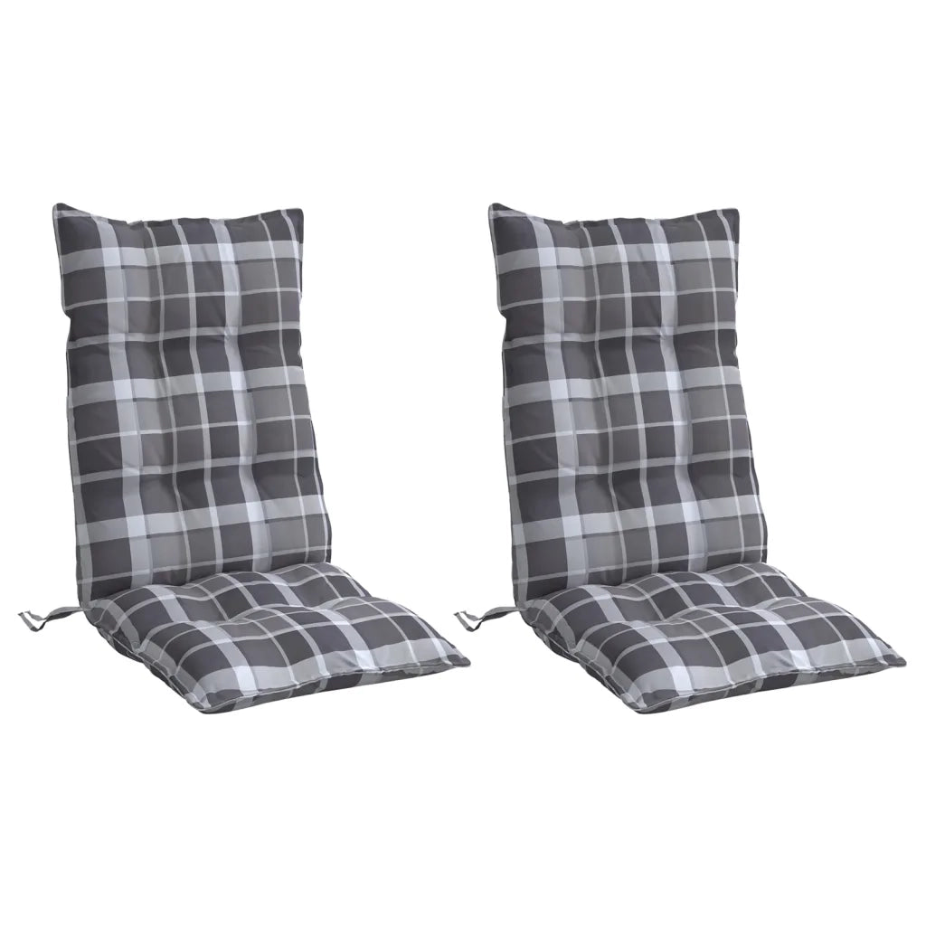Cuscini Sedia Schienale Alto 2 pz Quadri Grigio Tessuto Oxford 377644