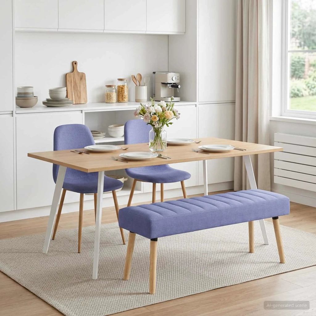 Panchina trapuntata a canale Blu jeans 110 x 40 x 46 cm Tessuto 42038500