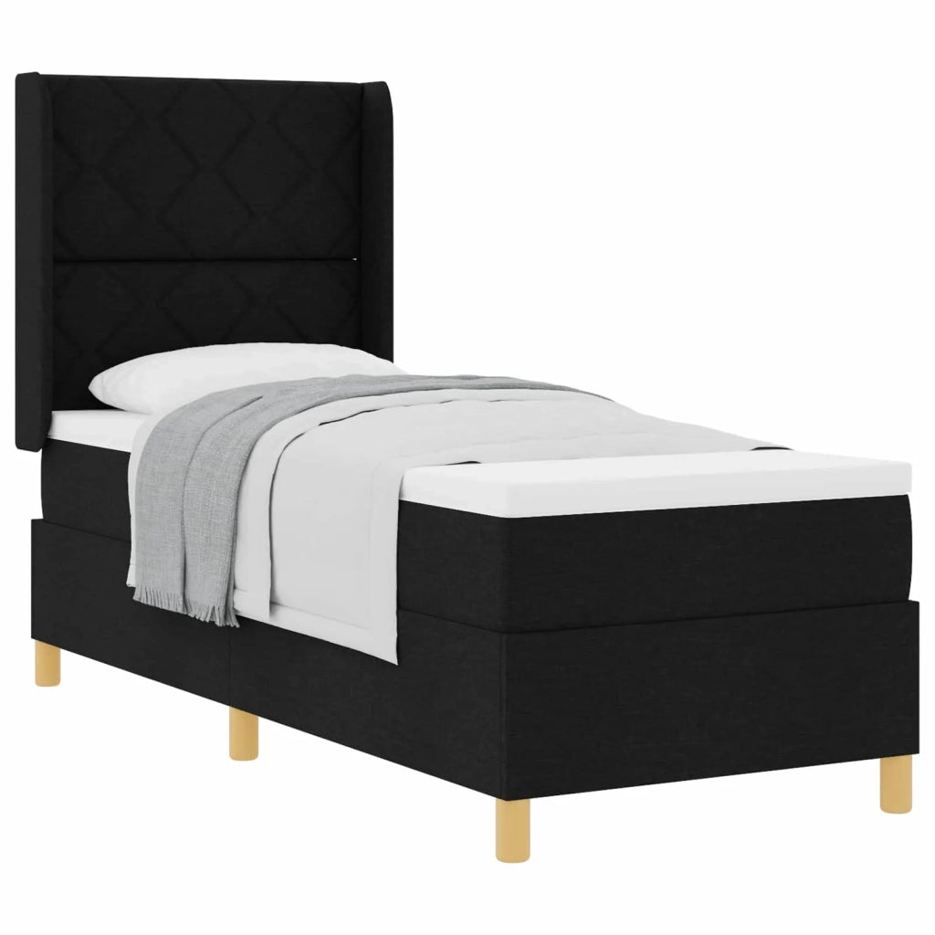 Letto a molle con materasso Nero 80 x 200 cm Tessuto