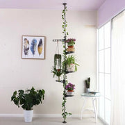 Pianta Recipiente Telescopio - Recipiente per Fiori in Metallo e Plastica - Panchina con 4 Sponde - Altezza Regolabile - Balcone Interno - Grigio - 175-235 cm / 230-290 cm