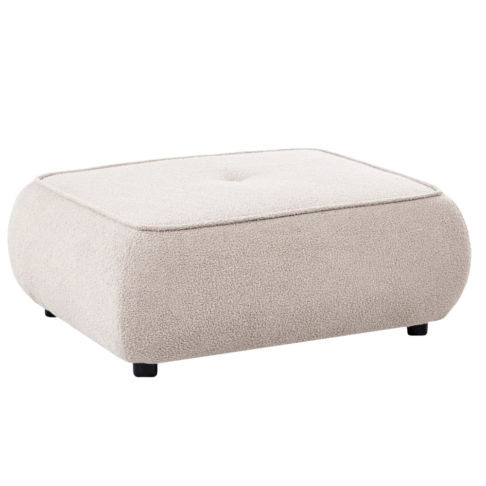 Pouf quadrato in tessuto beige imbottitura di qualità decorativo stile Moderno per soggiorno