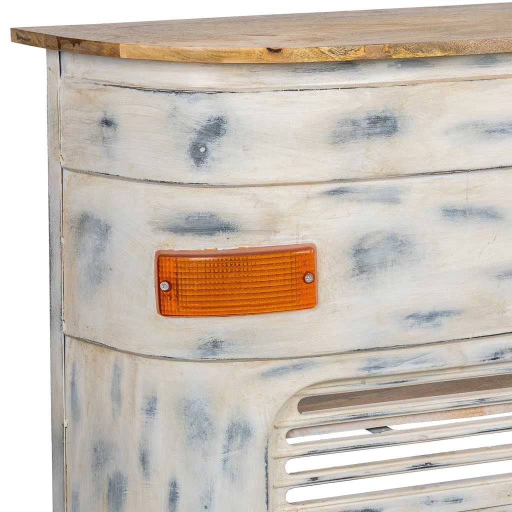 Mobile bar furgone in legno bianco e metallo 153x47x105h