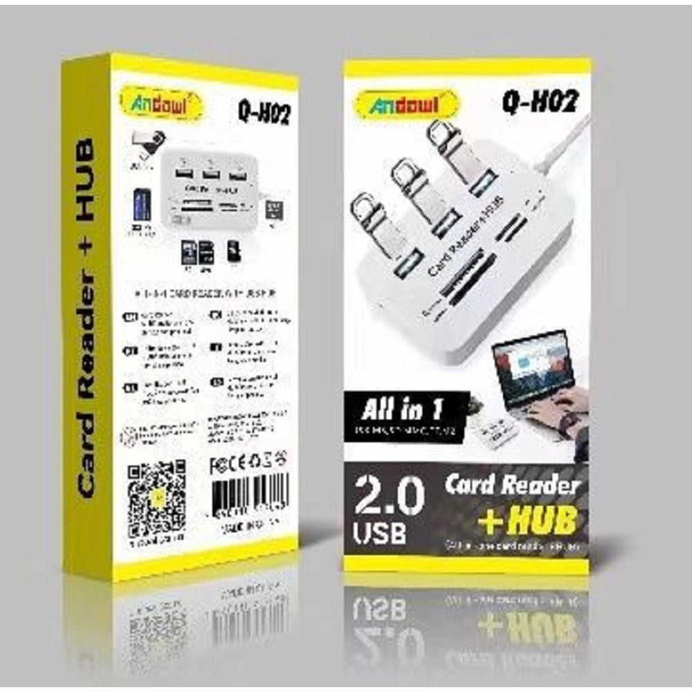 Trade Shop - Lettore Di Schede Carte + Hub Usb 2.0 3 Porte Usb Slot Ms Sd Mmc Tf M2 Q-h02 -