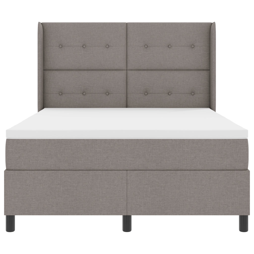 letto a molle con materasso  taupe 140x190 cm in tessuto