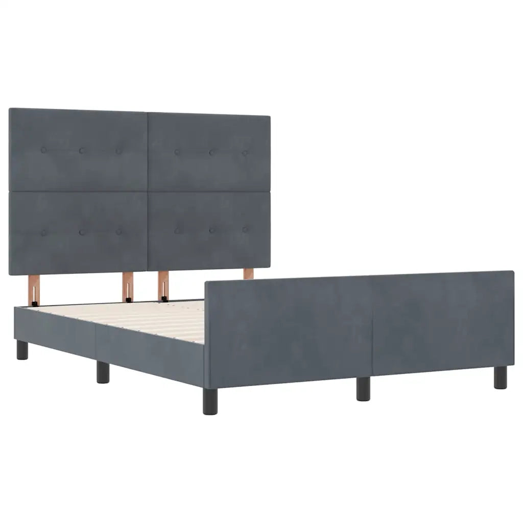 Letto a molle con testiera Grigio scuro 140 x 200 cm Velluto 3344946