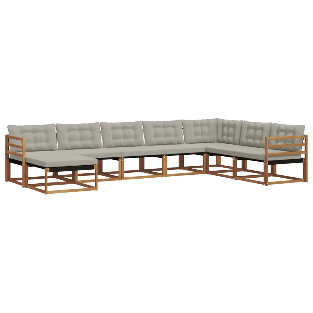 Set di divani da esterno 8 pcs Grigio Naturale e Chiaro
