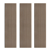Tre Pannelli Fonoassorbenti con Doghe Noce Chiaro 3D in Legno 2400 x 600mm