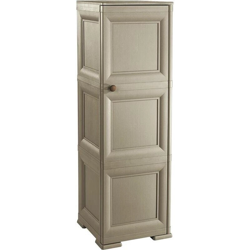 ARMADIO A COLONNA 40X43X125H CM MULTIUSO CON 3 MODULI, 3 TASCHE LATERALI E 1 ANTA LISCIA TAUPE