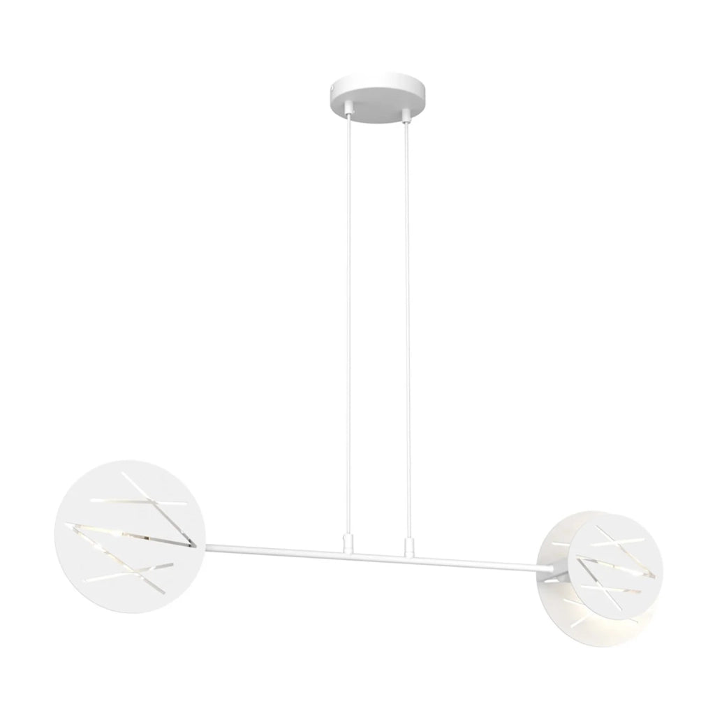 Lampadario 2 Luci Mercurio In Acciaio Bianco A Bracci E Diffusori A Cerchio