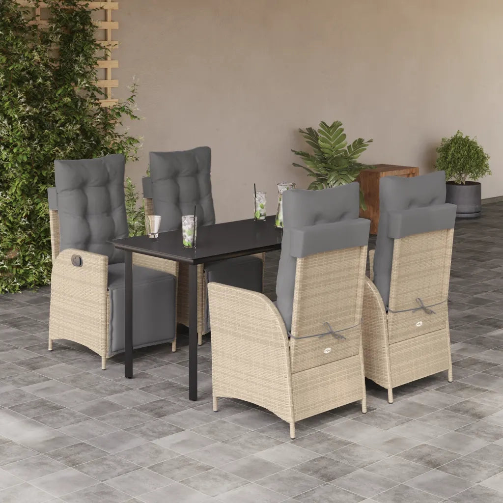 Set Pranzo da Giardino 5 pz con Cuscini Beige Misto Polyrattan 3213457