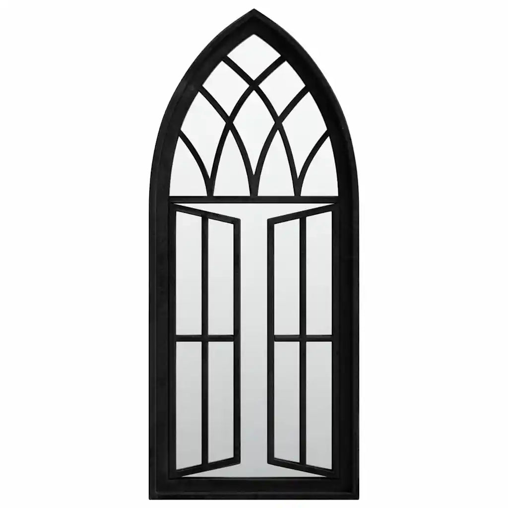 Specchio da Giardino-Specchio Decorativo-Specchio Esterno Nero 70x30 cm in Ferro per Uso Esterno 288469