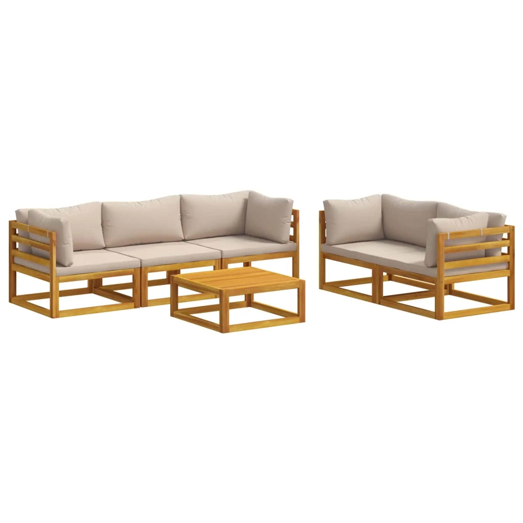 Set di divani 6 pz Naturale Legno di Acacia Massello 3417224