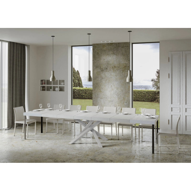 Tavolo allungabile 130/390x90 cm Volantis Premium telaio Bianche - Bianco Frassino