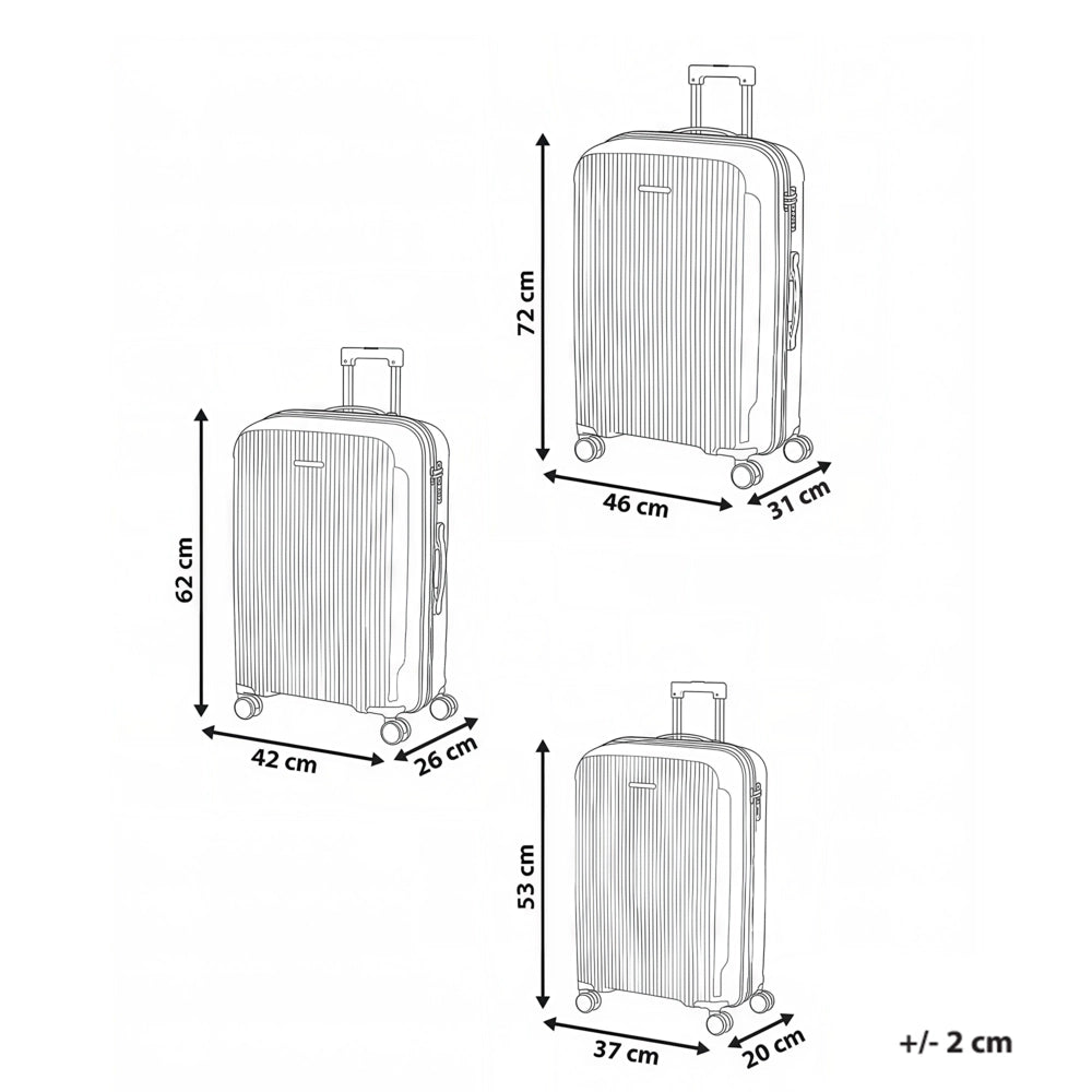 Set di 3 valigie rigide blu Materiale sintetico Lucchetto TSA in ferro Ruote silenziose Cerniera antifurto 3 misure stile Moderno