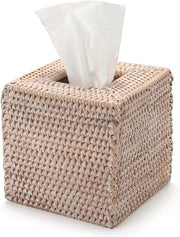 Cassa per tessuti di rattan - contenitore per fazzoletti per la casa - quadrata - 14x14x15cm