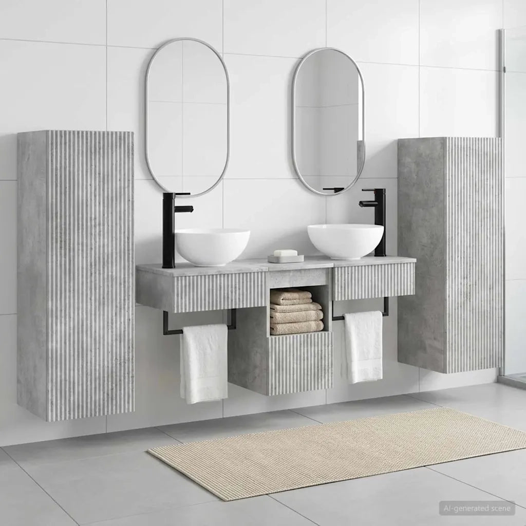 Set di mobili per il bagno 5 pz Grigio Cemento 3405966