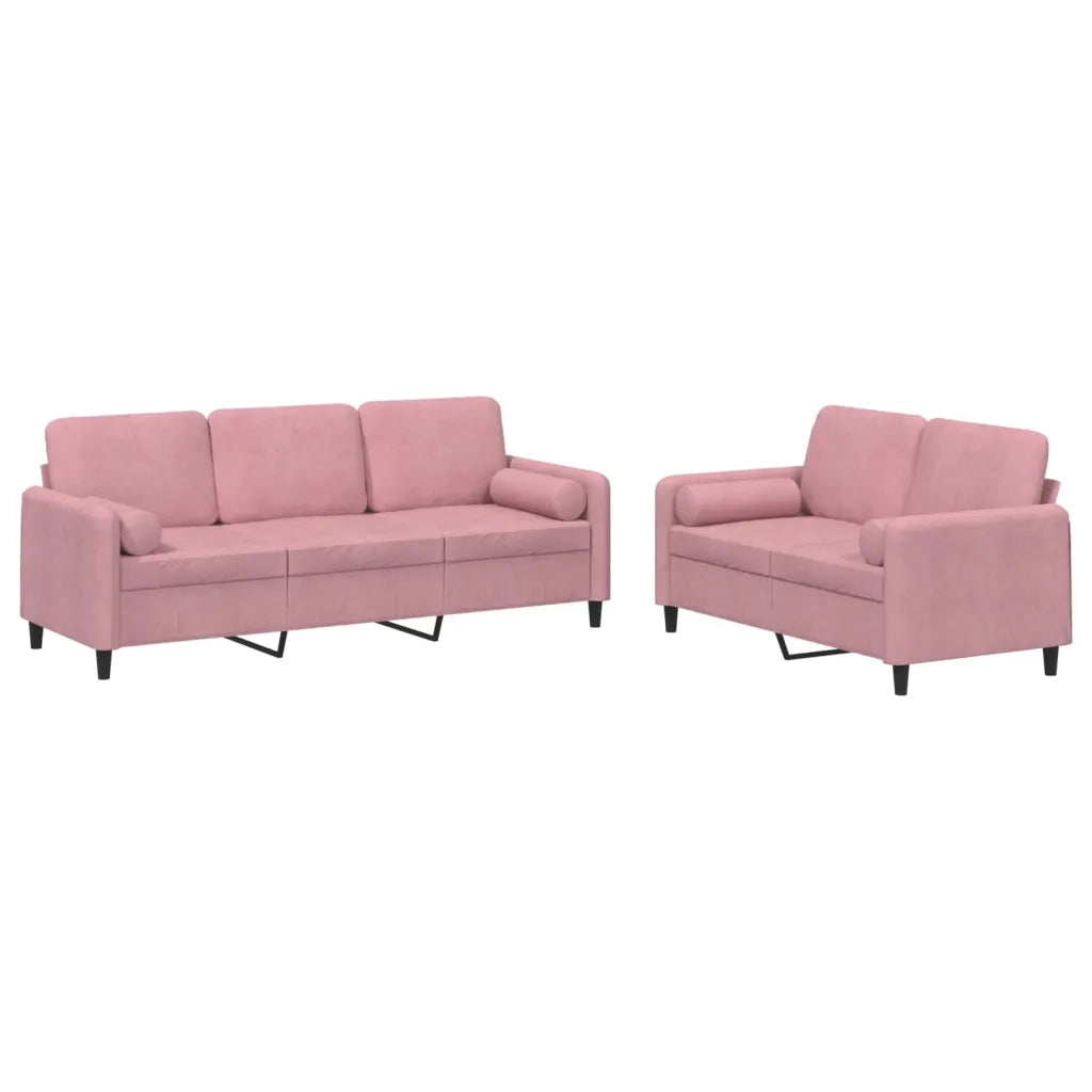 Set di Divani 2 pz con Cuscini Rosa in Vellutocod mxl 82931