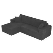 Divano angolare modulare 2 posti - con chaise longue e 2 cuscini - in velluto a coste nero