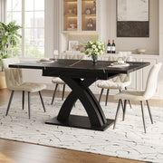 Tavolo da pranzo estensibile 120x80x76 cm; piano allungabile fino a 160 cm; MDF e metallo nero
