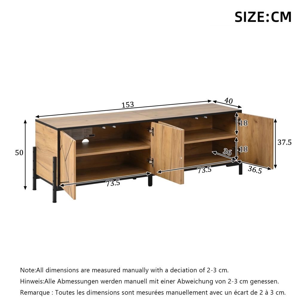 Mobile TV con 4 ante e 4 vani; per soggiorno; in MDF; 153 x 40 x 50 cm; natural wood