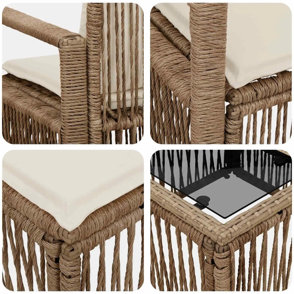 Set Divano da Giardino 9 pz Beige polyrattan 3435660