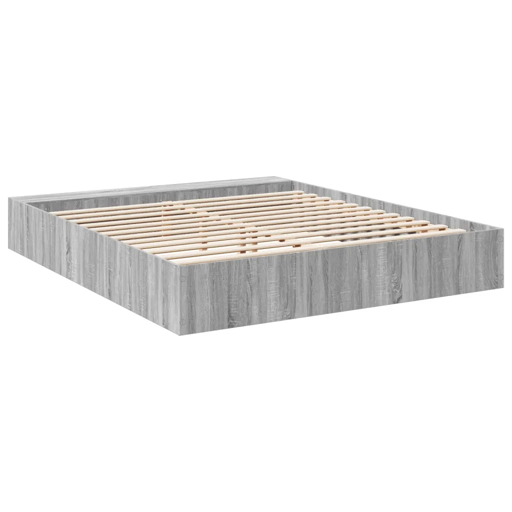 Letto matrimoniale | Letto per adulti | Giroletto Grigio Sonoma 200x200 cm in Legno Multistrato