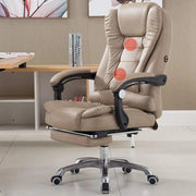 Trade Shop - Sedia Ufficio Girevole Da Gioco Poggiapiedi Scrivania Reclinabile In Pelle Beige -