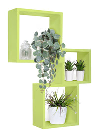 Set 3 Mensole da Parete Cubo in Fibra di Legno Incubo Verde