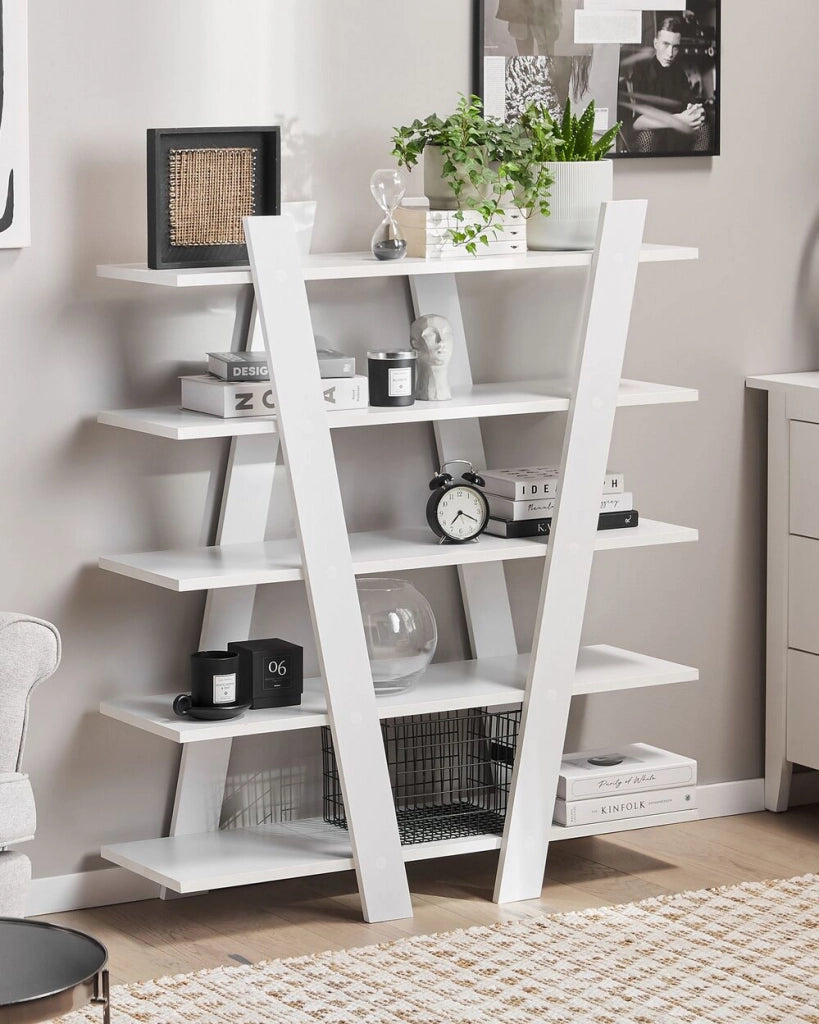 Libreria Bianca 116 x 100 cm 5 Ripiani Scandinavo stile moderno