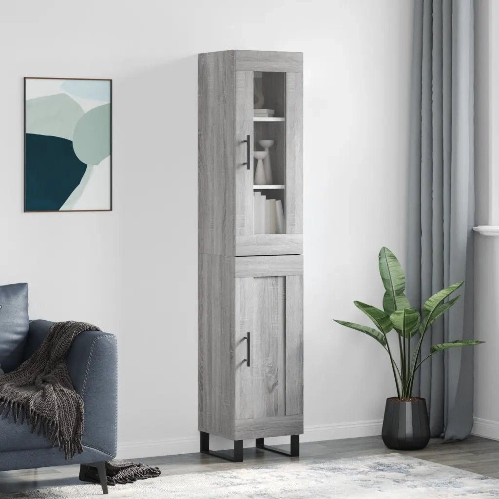 Credenza | Madia | Buffet da pranzo | Armadio da pranzo Grigio Sonoma 34,5x34x180 cm in Legno Multistrato