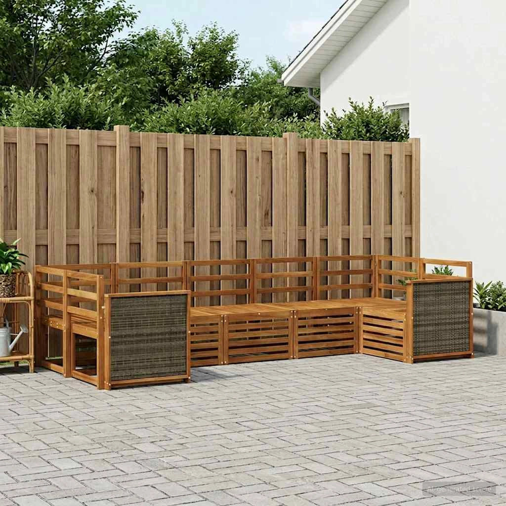 Set di divani da esterno 6 pz Naturale Legno di Acacia Massello 3384795