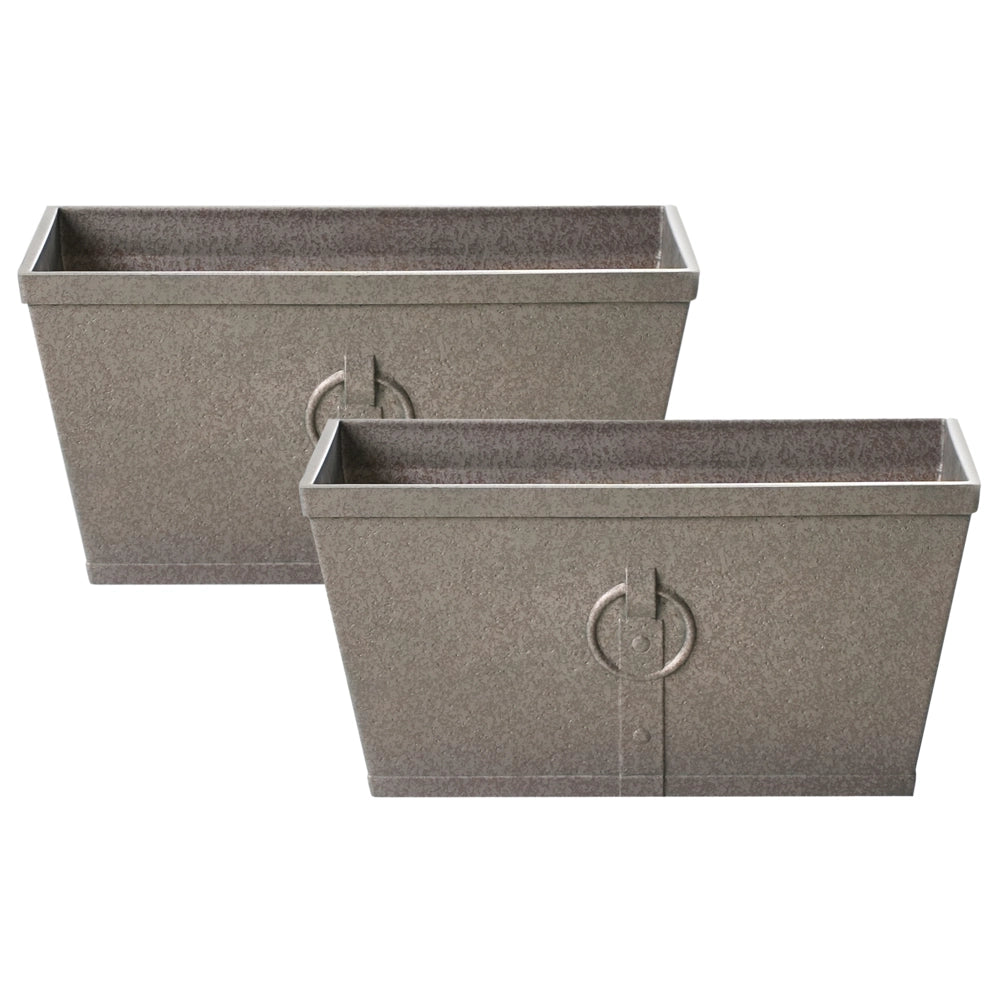 Vaso per piante Fioriera Solido Grigio Fibra Argilla per esterni Rettangolare 60 x 30 cm Per tutte le stagioni