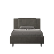 BS COM Letto una piazza e mezza contenitore imbottito 120x190 microfibra grigio