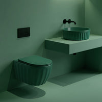 Set: Wc Sospeso + Lavabo Da Appoggio Rea Duo Matcha Matt