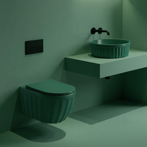 Set: Wc Sospeso + Lavabo Da Appoggio Rea Duo Matcha Matt
