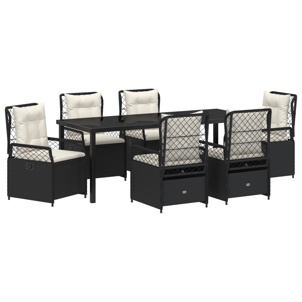 Set di Mobili da Giardino 7 Pezzi Nero Polyrattan