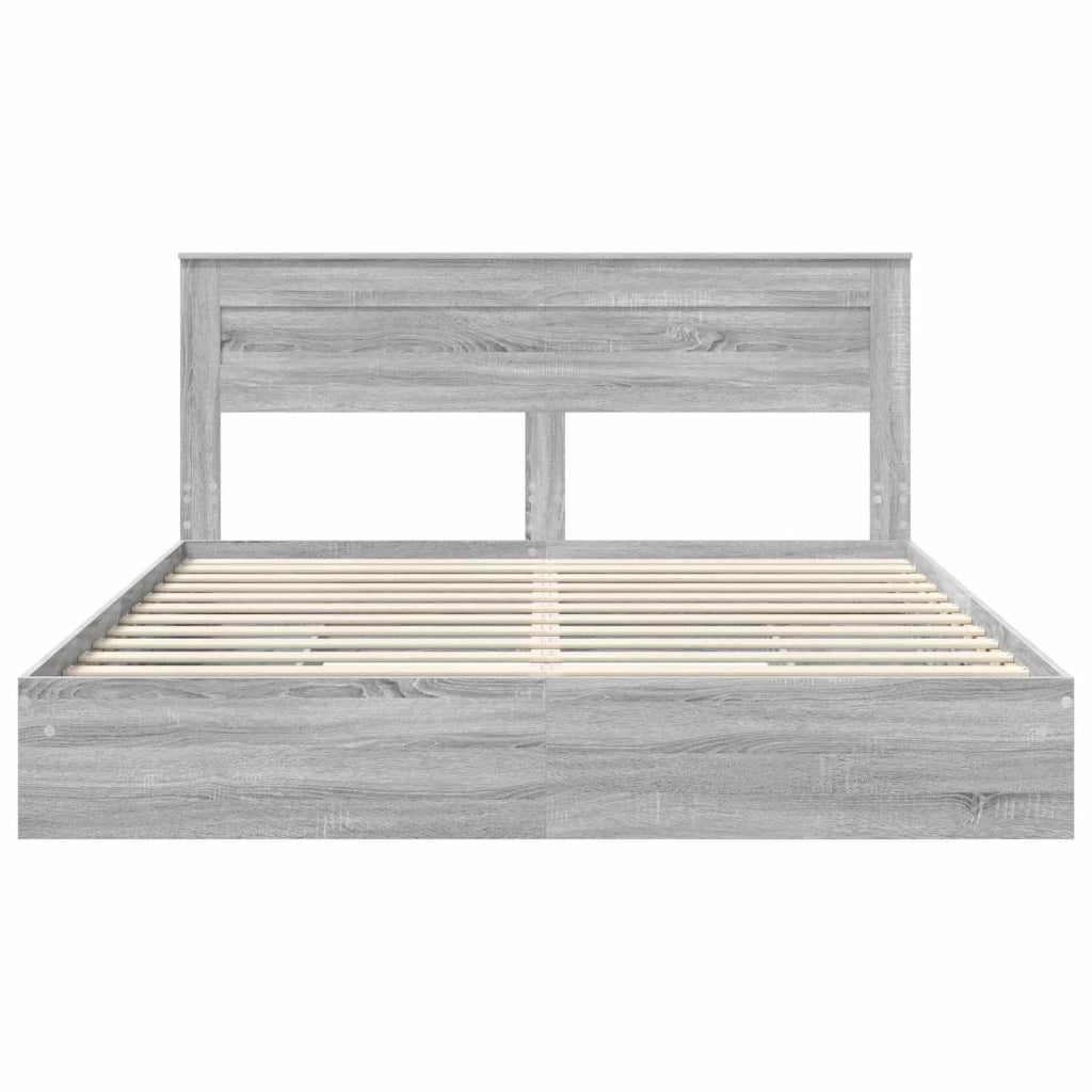 Letto con Contenitore con testiera Grigio Sonoma 200 x 200 cm 3409892
