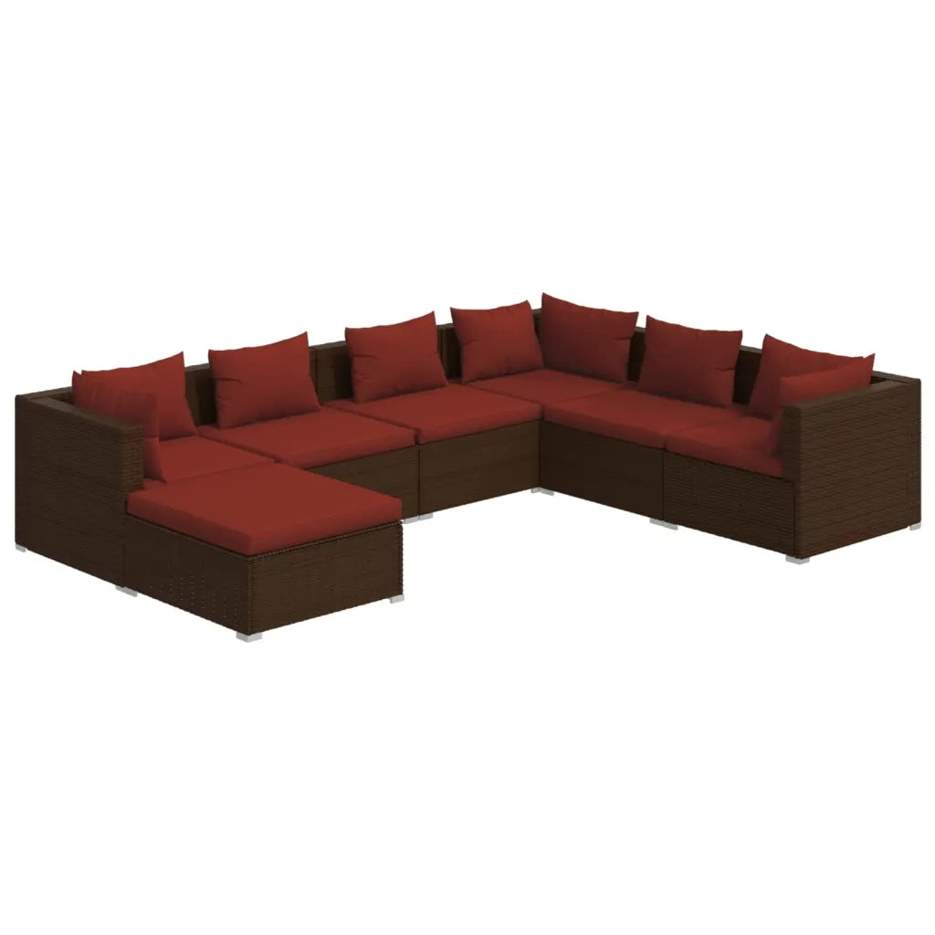 Set Divani da Giardino 7 pz con Cuscini in Polyrattan Marrone cod mxl 44492