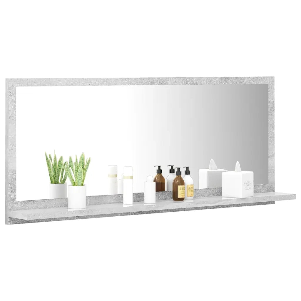 Specchio da Bagno | Specchio decorativo Grigio Cemento 90x10,5x37cm Legno Multistrato
