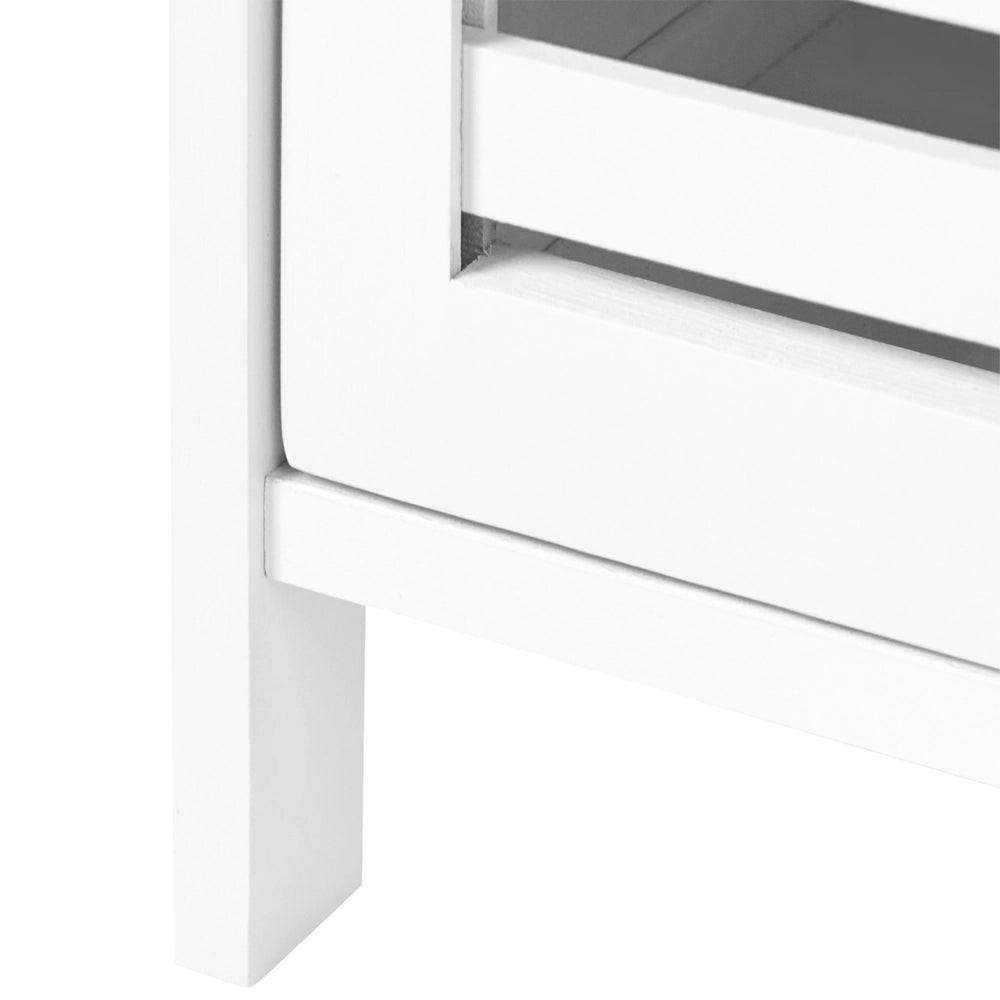 Portarotolo per carta igienica minimalista in bambù con ripiani e sportello in bianco Minimalista