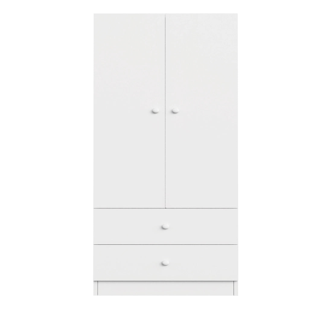 Armadio con asta appendiabiti e 2 cassetti; struttura stabile; in MDF; bianco; per camera da letto e cabina armadio; 70×40×170 cm