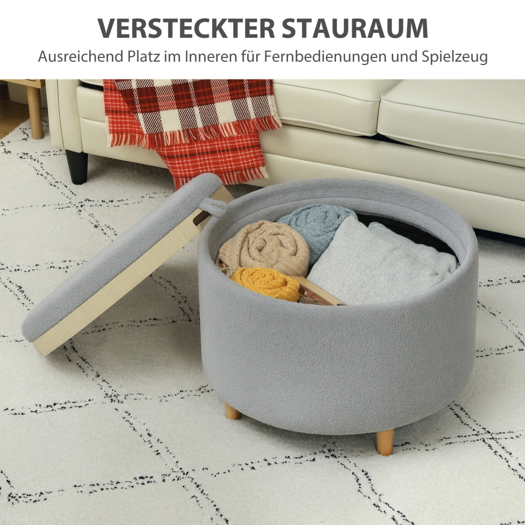 Pouf Imbottito ¨C zephmum ¨C Grigio Teddyfleece 56x56x42 cm