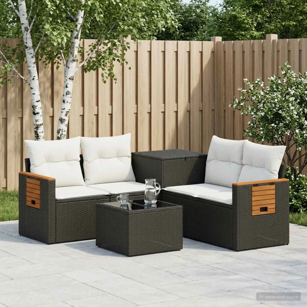 Set di divani 6 pz Nero e Bianco Crema 3447656