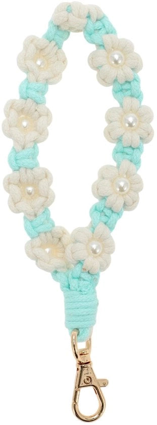 Sostegno per chiavi stile bohemien - Sostegno per chiavi a maglia macramè - Disegni floreali - Filo di cotone - Chiusura a gancio duratura - Design manuale - Anello per chiave