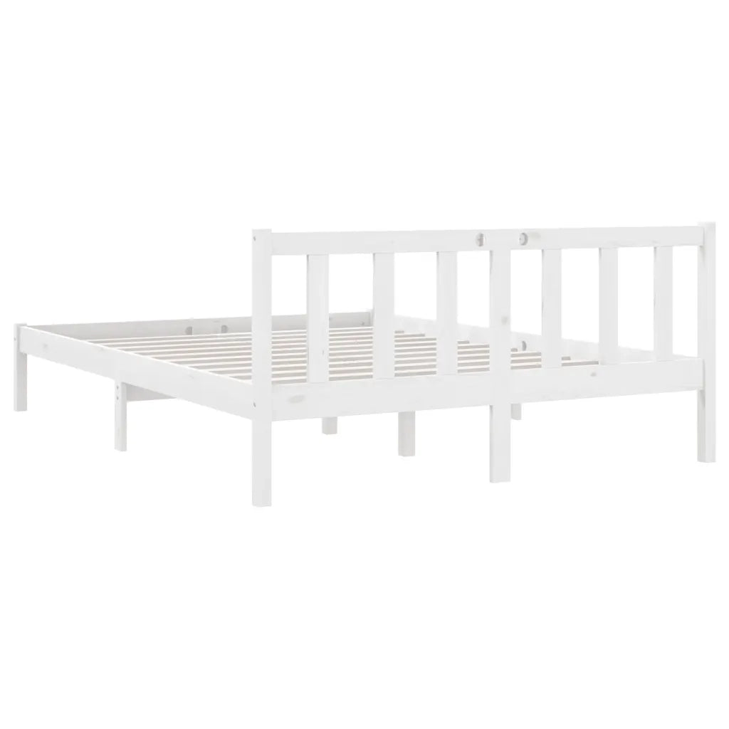 Giroletto-Struttura Letto Bianco in Legno Massello di Pino 140x200 cm 804817
