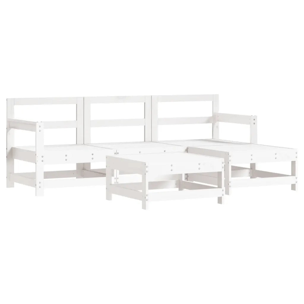 Set Salotto da Giardino 5 pz Bianco in Legno Massello di Pinocod mxl 69964
